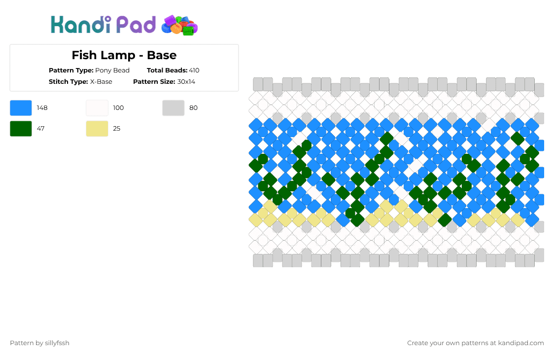 Fish Lamp - Base - Pony Bead Pattern by sillyfssh on Kandi Pad - light blue,rotator,fish,lamp,frutiger,aero,water,animals,ocean