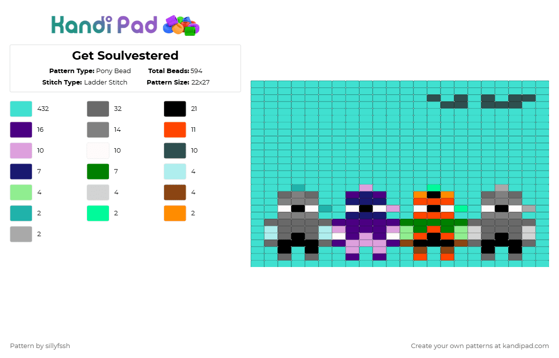 Get Soulvestered - Pony Bead Pattern by sillyfssh on Kandi Pad - light blue,gray,weezer,roblox,dandys world,soulvester