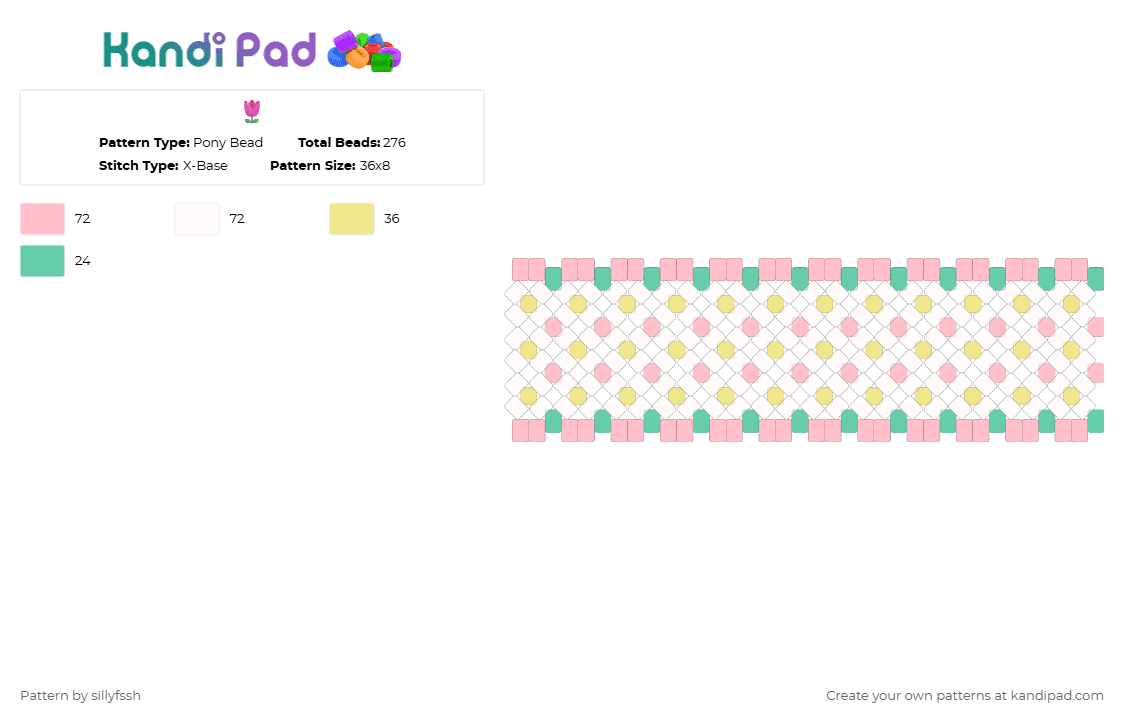🌷 - Pony Bead Pattern by sillyfssh on Kandi Pad - tulip,spring,white,pink,yellow,blue,cute