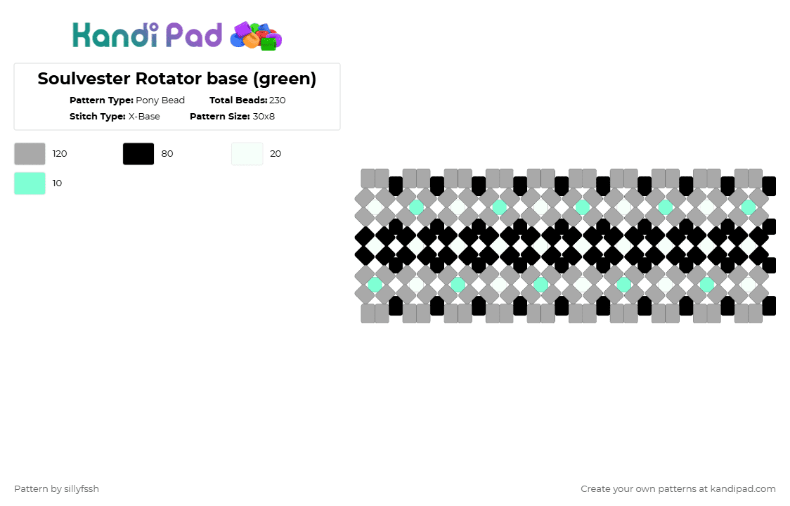 Soulvester Rotator base (green) - Pony Bead Pattern by sillyfssh on Kandi Pad - beige,soulvester,connie,dandys world,ghost,knight,roblox,video game