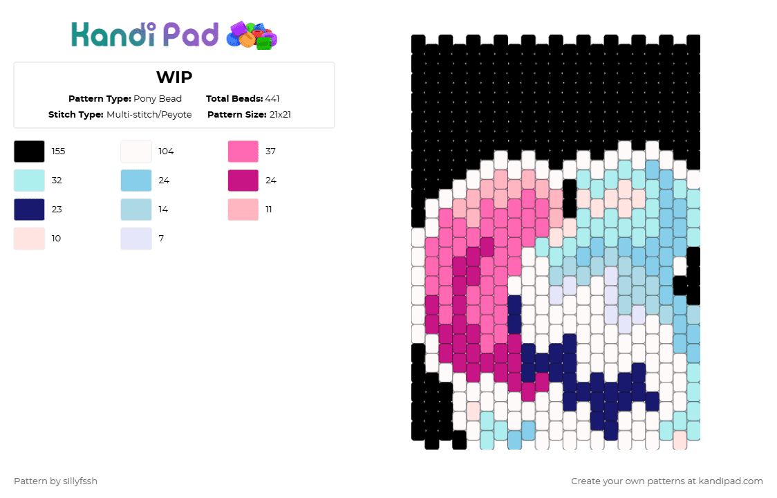 Bubble Bag panel - Pony Bead Pattern by sillyfssh on Kandi Pad - light blue,pink,bubble,tadc,bag,the amazing digital circus,caine