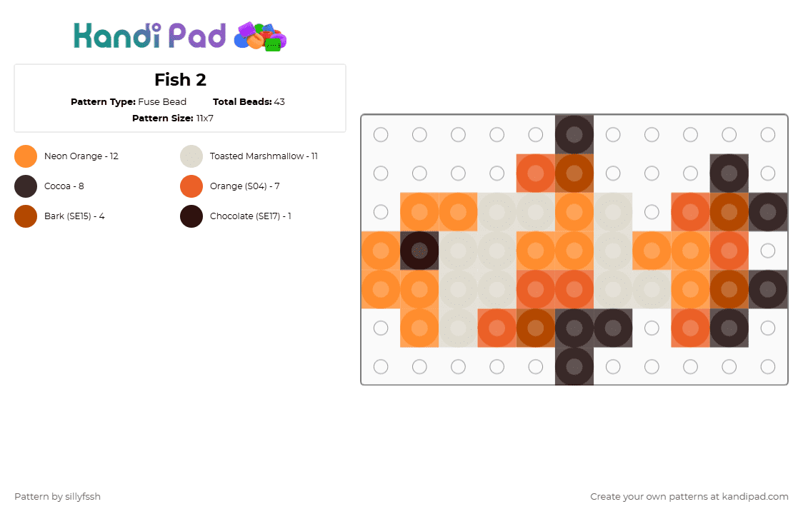 Fish 2 - Fuse Bead Pattern by sillyfssh on Kandi Pad - orange,beige
