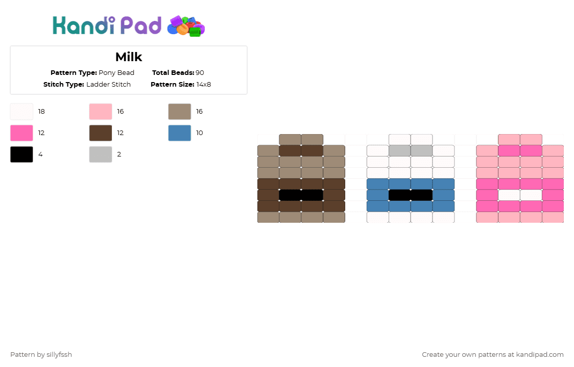 Milk - Pony Bead Pattern by sillyfssh on Kandi Pad - pink,tan,milk,food