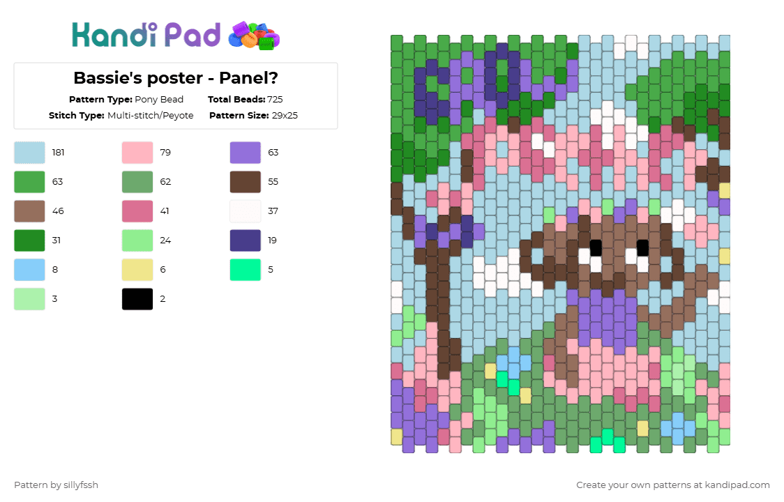 Bassie\'s poster - Panel? - Pony Bead Pattern by sillyfssh on Kandi Pad - bassie,dandys world,roblox,video game,easter,flowers