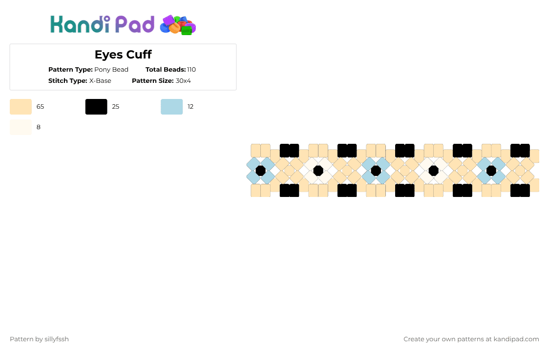 Eyes Cuff - Pony Bead Pattern by sillyfssh on Kandi Pad - beige,eyes,eye,blue,skin,human
