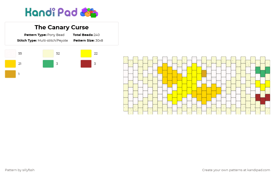 The Canary Curse - Pony Bead Pattern by sillyfssh on Kandi Pad - white,yellow,cotdfate,life series,mcyt,jimmy,solidarity gaming