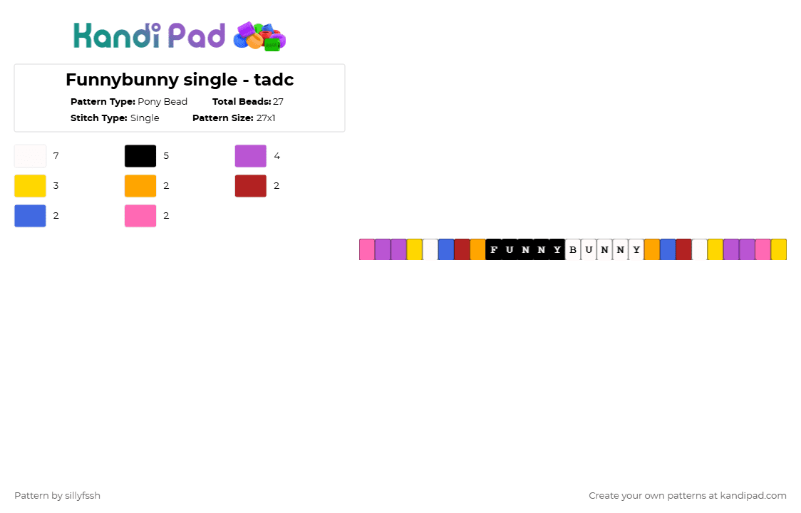Funnybunny single - tadc - Pony Bead Pattern by sillyfssh on Kandi Pad - yellow,pink,jax,pomni,tadc,digital circus,circus,show,glitch