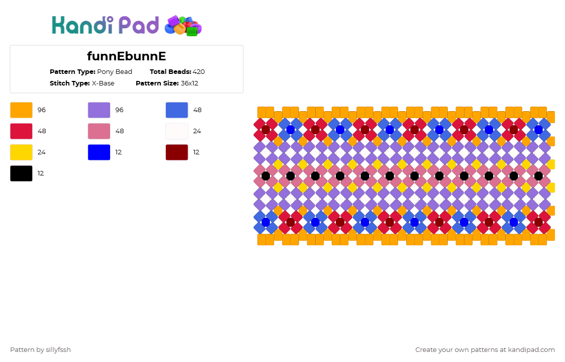 funnybunny - Pony Bead Pattern by sillyfssh on Kandi Pad - purple,red,orange,jax,pomni,funny,bunny,tadc,digital circus,circus,show