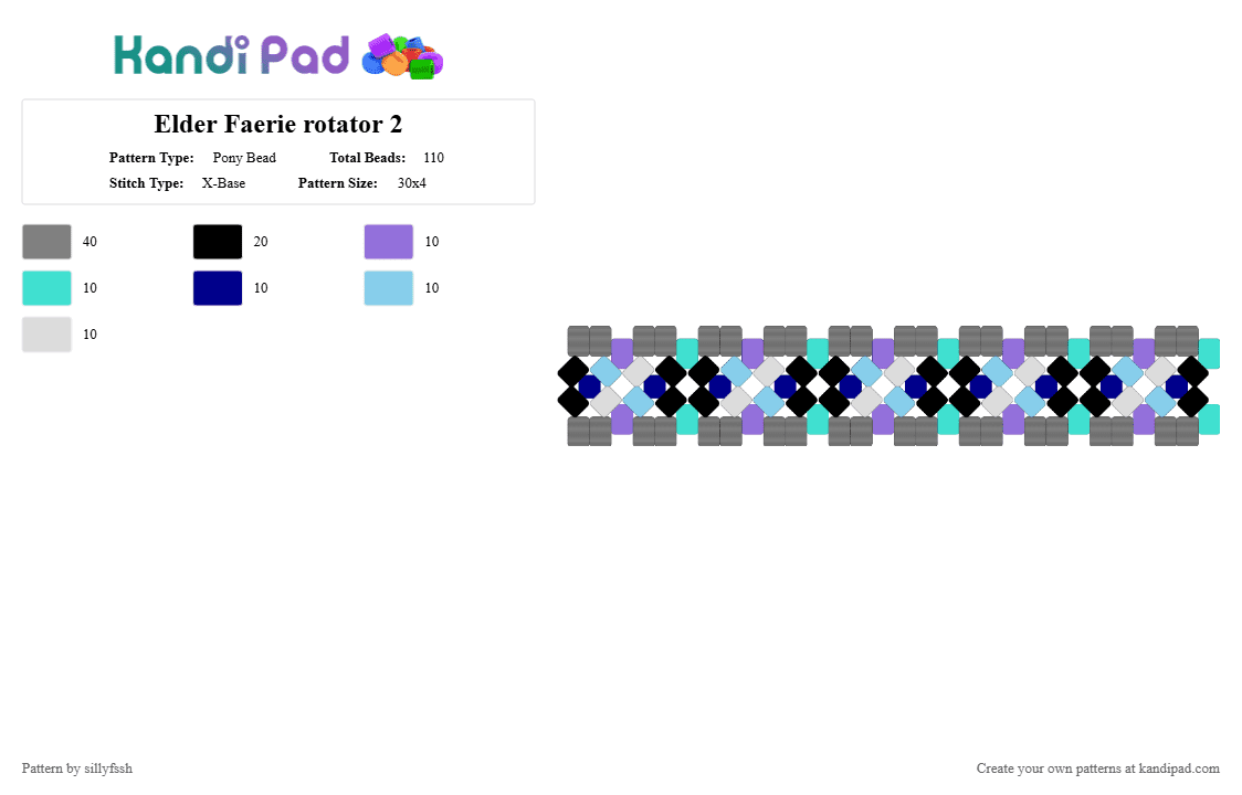 Elder Faerie rotator 2 - Pony Bead Pattern by sillyfssh on Kandi Pad - gray,elder faerie,elder fairy,crk,cookie run