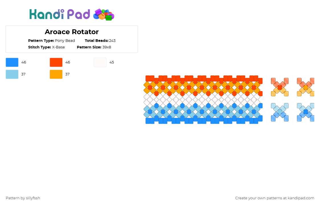 Aroace Rotator - Pony Bead Pattern by sillyfssh on Kandi Pad - light blue,aroace,aro,ace,pride