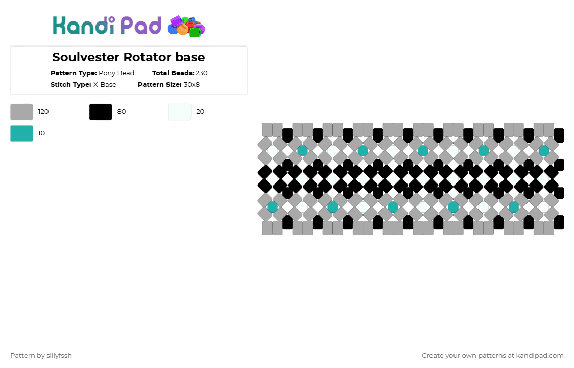 Soulvester Rotator base - Pony Bead Pattern by sillyfssh on Kandi Pad - beige,soulvester,ghost,dandys world,connie,soul,dandy,knight,armor