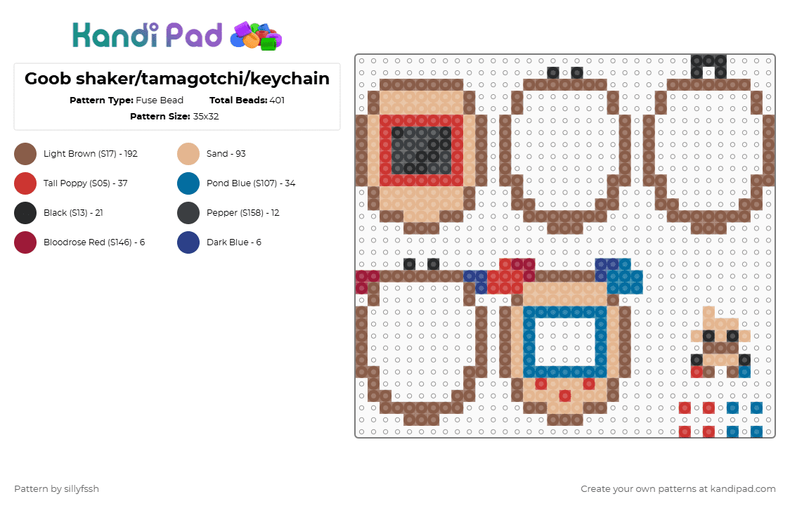 Goob shaker/tamagotchi/keychain - Fuse Bead Pattern by sillyfssh on Kandi Pad - tan,beige,goob,dandys world,roblox,tamagotchi,shaker