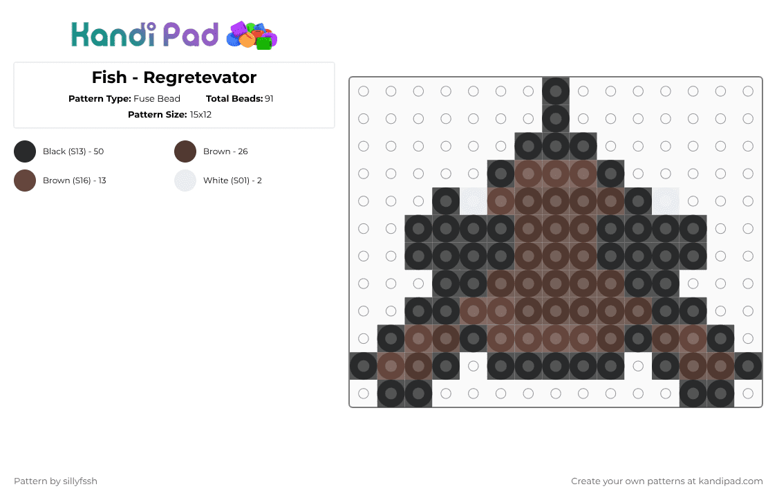 Fish - Regretevator - Fuse Bead Pattern by sillyfssh on Kandi Pad - brown,fish,regretevator,roblox,meme,gnarpy,prototype,party noob