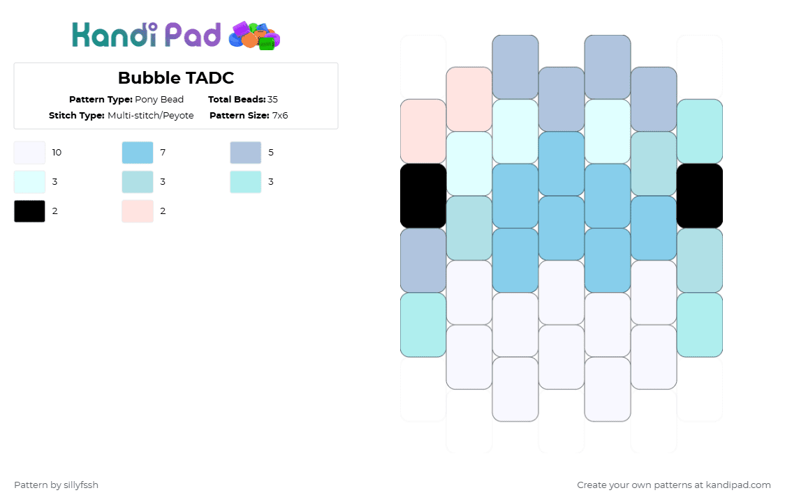 Bubble TADC - Pony Bead Pattern by sillyfssh on Kandi Pad - light blue,white,bubble,digital circus,the amazing digital circus,caine,glitch