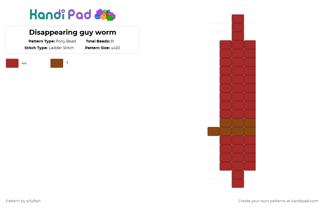 Disappearing guy worm - Pony Bead Pattern by sillyfssh on Kandi Pad - red,tadc,worm,disappearing guy
