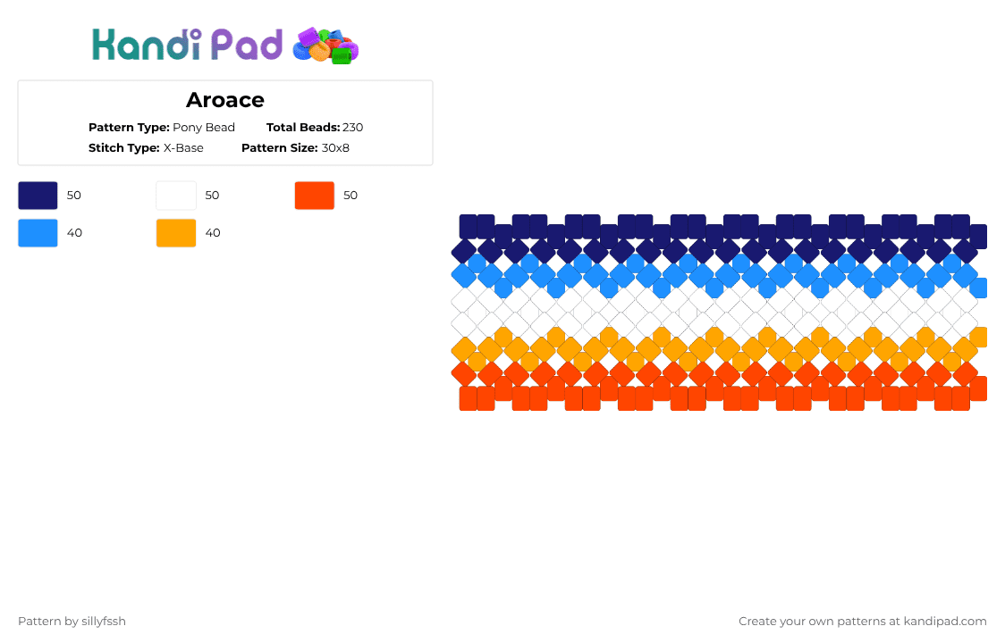 Aroace - Pony Bead Pattern by sillyfssh on Kandi Pad - purple,red,aro,ace,pride,aroace,orange,blue,flag,white
