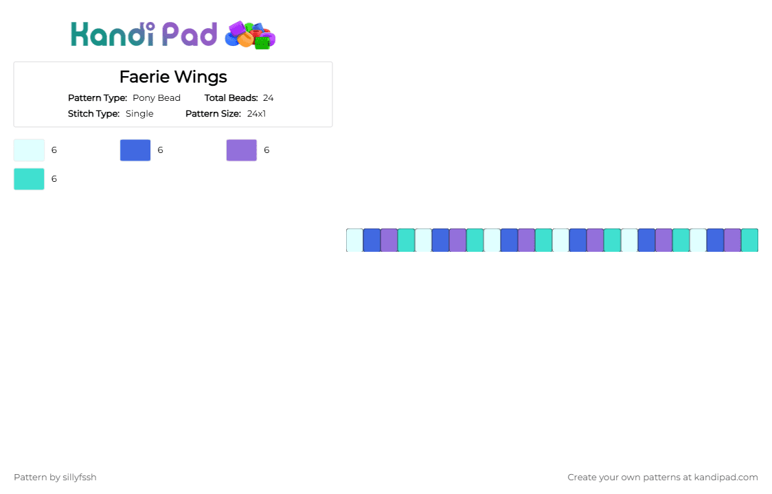 Faerie Wings - Pony Bead Pattern by sillyfssh on Kandi Pad - blue,purple,light blue,fairy,crk,elder faerie,elder fairy