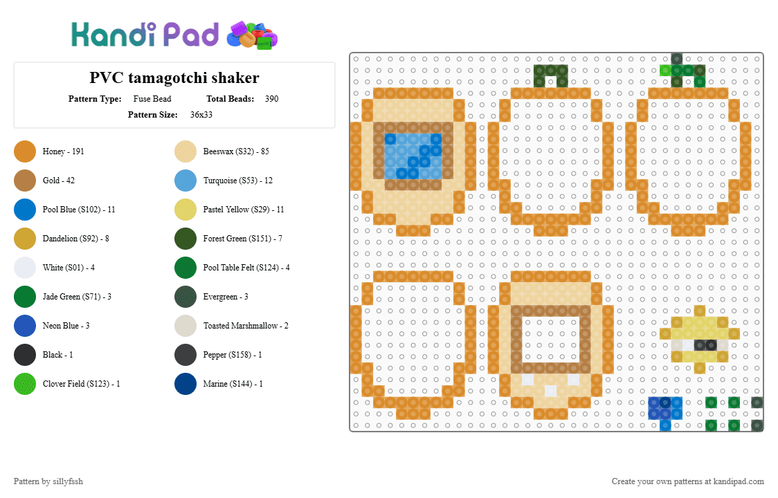 PVC tamagotchi shaker - Fuse Bead Pattern by sillyfssh on Kandi Pad - beige, cookie run, crk, orange, pure vanilla cookie, tan