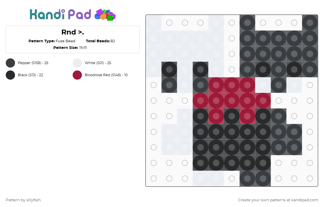 Rnd :3 - Fuse Bead Pattern by sillyfssh on Kandi Pad - red,white,rnd,razzle,dazzle,dandys world,razzle and dazzle,razzledazzle