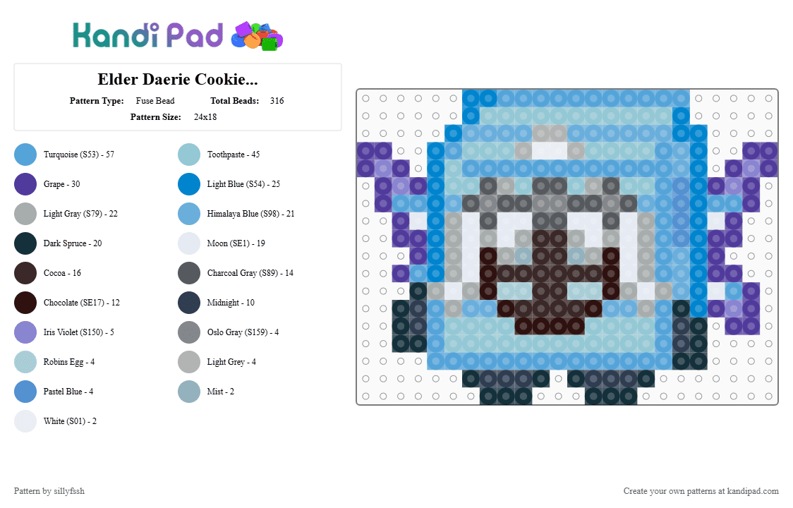 Elder Daerie Cookie... - Fuse Bead Pattern by sillyfssh on Kandi Pad - light blue,cotddairy,elder faerie,elder fairy,crk,cookie run kingdom