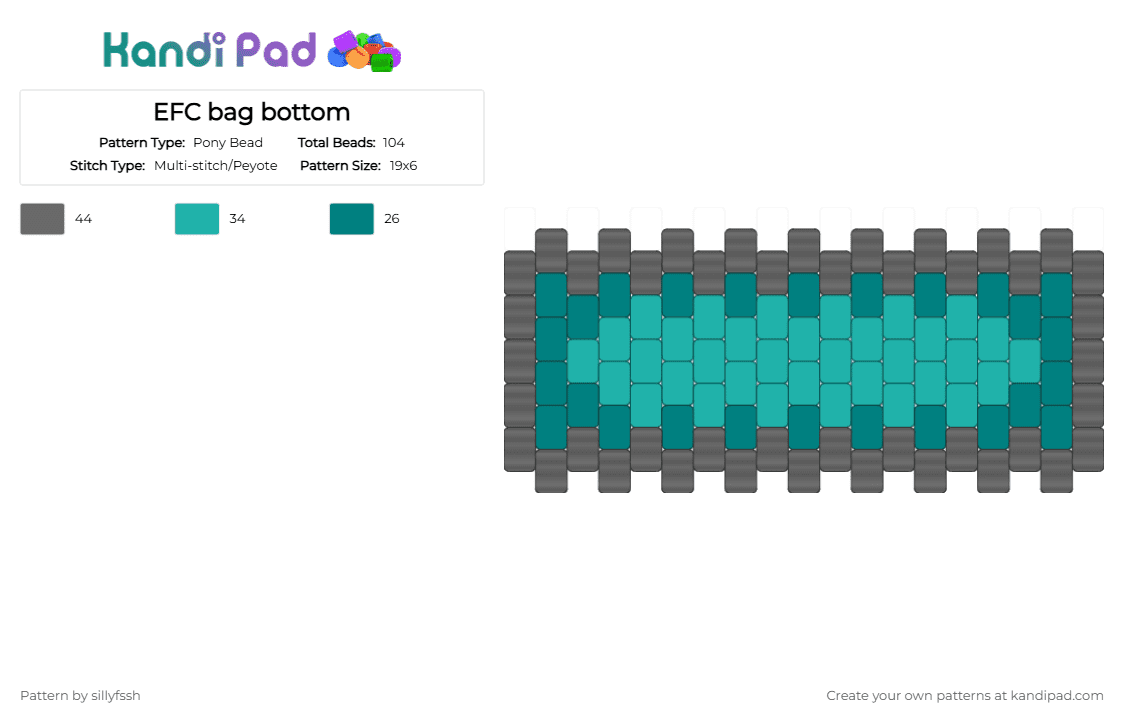 EFC bag bottom - Pony Bead Pattern by sillyfssh on Kandi Pad - gray,teal,elder faerie,elder fairy,crk,cookie run kingom