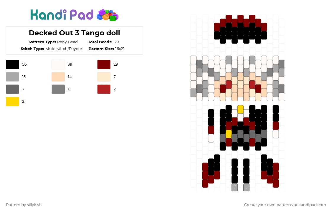 Decked Out 3 Tango doll - Pony Bead Pattern by sillyfssh on Kandi Pad - beige,brown,tango,tangotek,minecraft,mcyt,decked out,dungeon master,vampire,doll