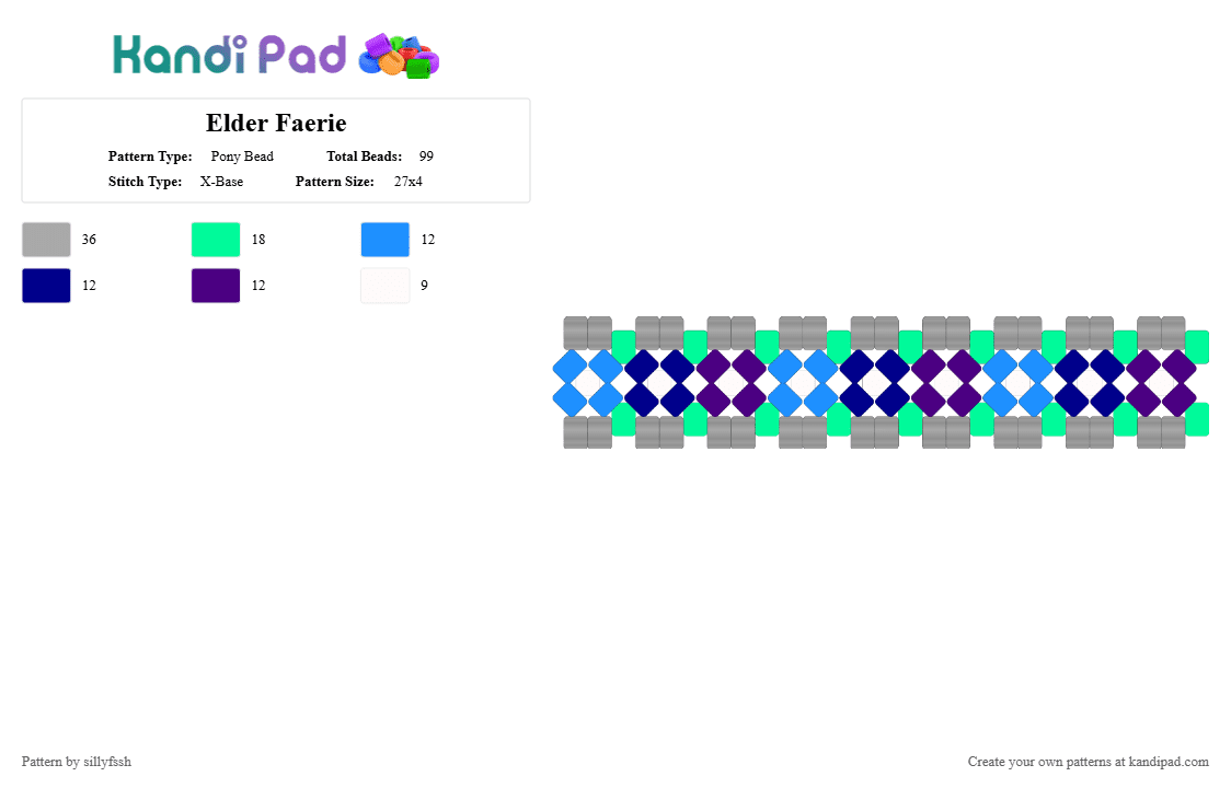 Elder Faerie - Pony Bead Pattern by sillyfssh on Kandi Pad - purple,beige,elder faerie cookie,elder fairy,crk,cookie run kingdom