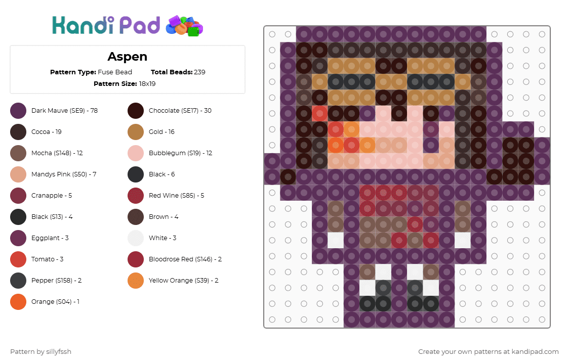 Aspen - Fuse Bead Pattern by sillyfssh on Kandi Pad - pink,brown,tree,leaf,minecraft