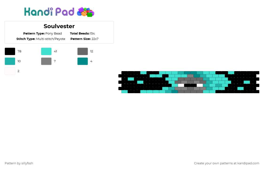 Soulvester - Pony Bead Pattern by sillyfssh on Kandi Pad - black,light blue,soulvester,dandys world,roblox,video game