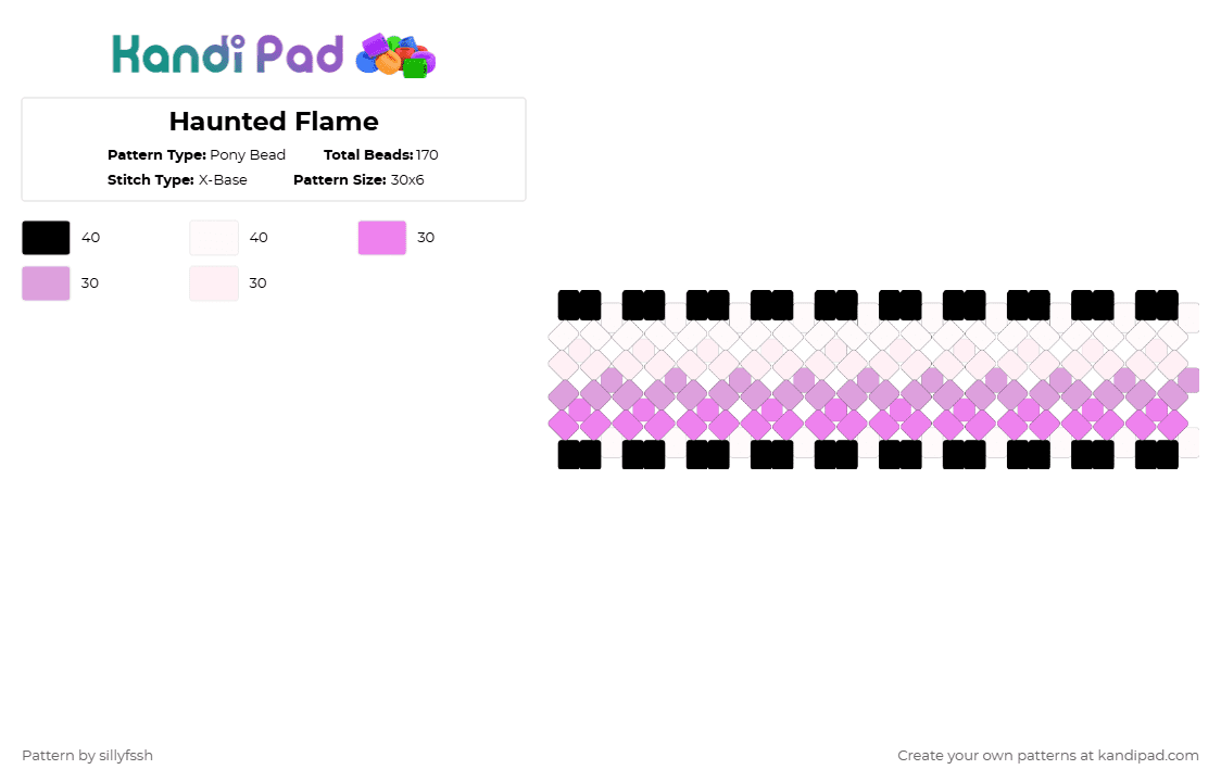 Haunted Flame - Pony Bead Pattern by sillyfssh on Kandi Pad - white,pink,soulvester,dandys world,skin,roblox,black