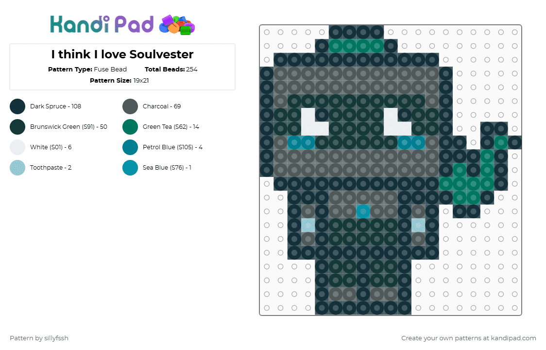 I think I love Soulvester - Fuse Bead Pattern by sillyfssh on Kandi Pad - black,pink,soulvester,dandys world,roblox,ghost,chibi