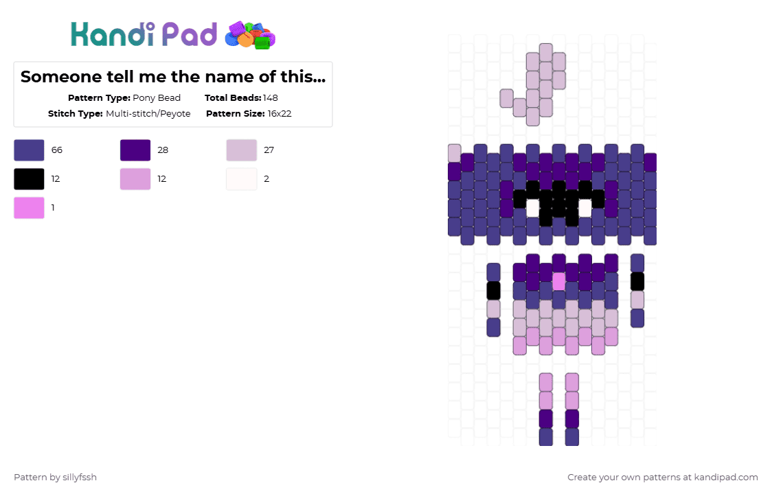 Haunted Flame Soulvester doll - Pony Bead Pattern by sillyfssh on Kandi Pad - purple,pink,soulvester,skin,dandys world,roblox,video game,ghost,spooky