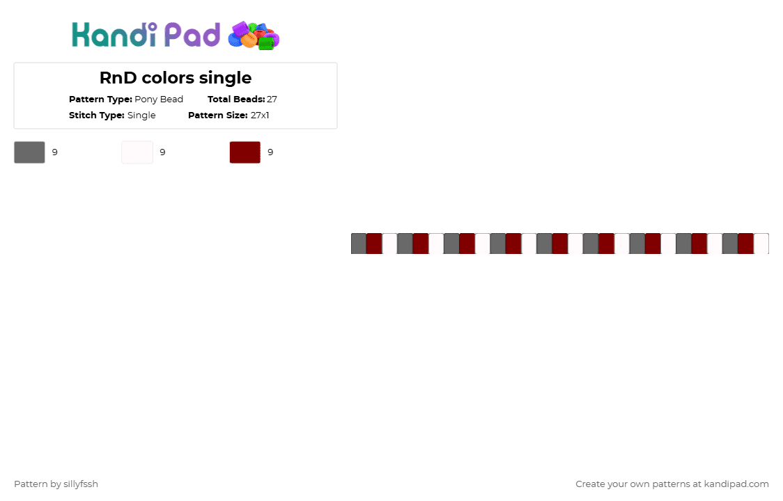 RnD colors single - Pony Bead Pattern by sillyfssh on Kandi Pad - gray,brown,razzle,dazzle,rnd,dandys world