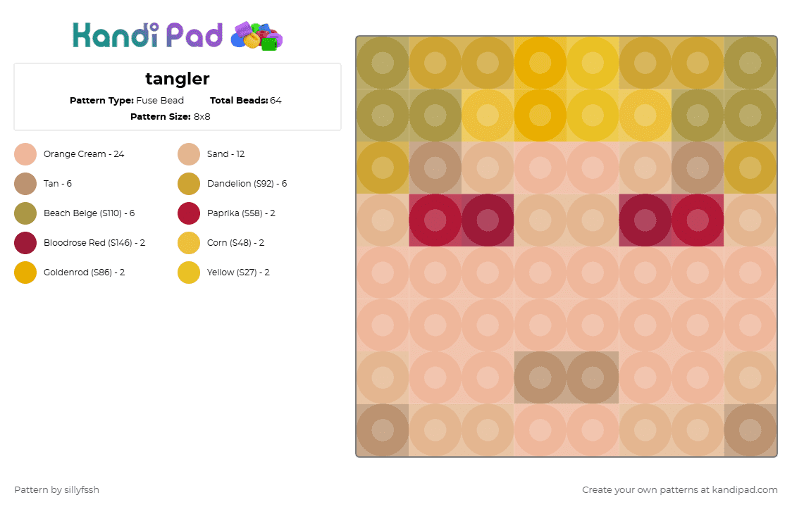 tangler - Fuse Bead Pattern by sillyfssh on Kandi Pad - beige,hermitcraft,life series,minecraft,tango,tangotek