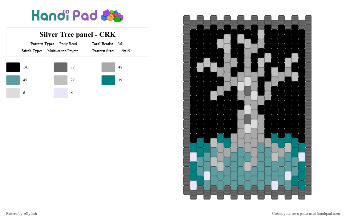 Silver Tree panel - CRK - Pony Bead Pattern by sillyfssh on Kandi Pad - gray,beige,crk,cookie run kingdom,elder fairy,elder faerie
