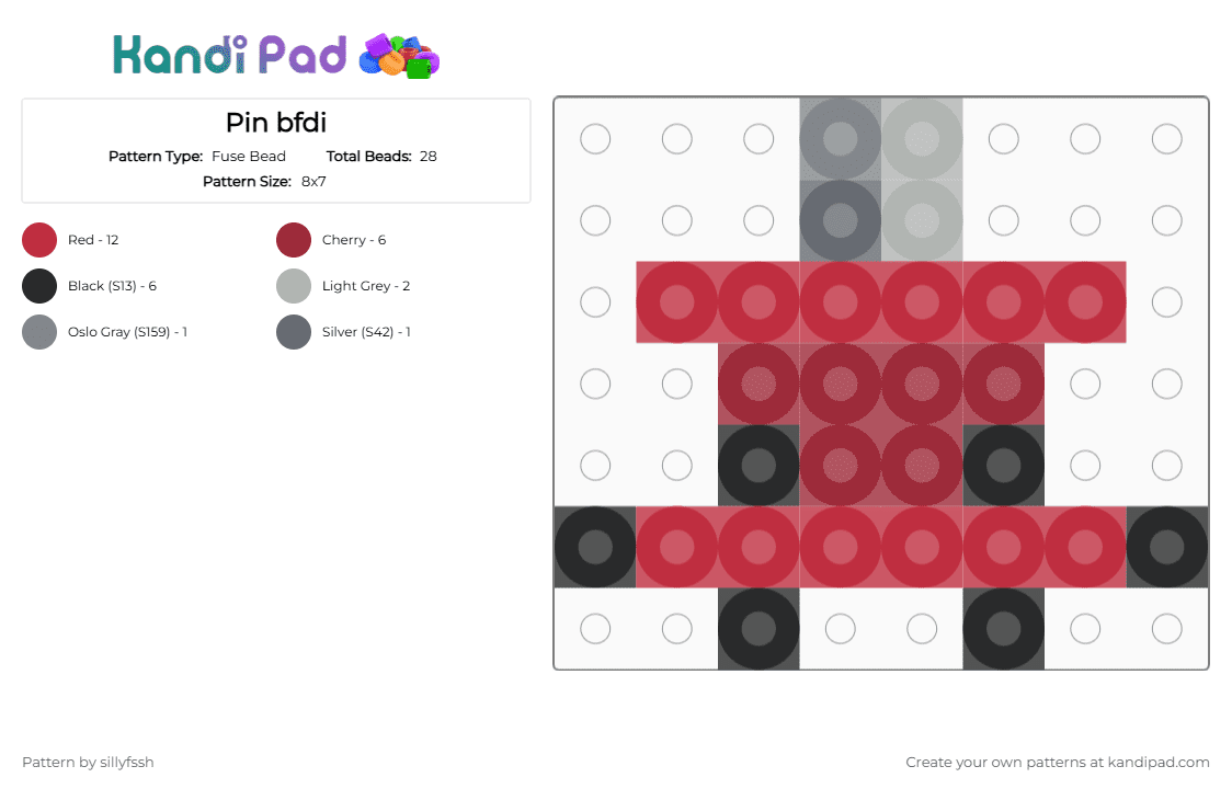 Pin bfdi - Fuse Bead Pattern by sillyfssh on Kandi Pad - bfdi, cotdpins, pin, red