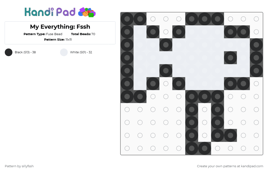 My Everything: Fssh - Fuse Bead Pattern by sillyfssh on Kandi Pad - black,white,fish,fssh
