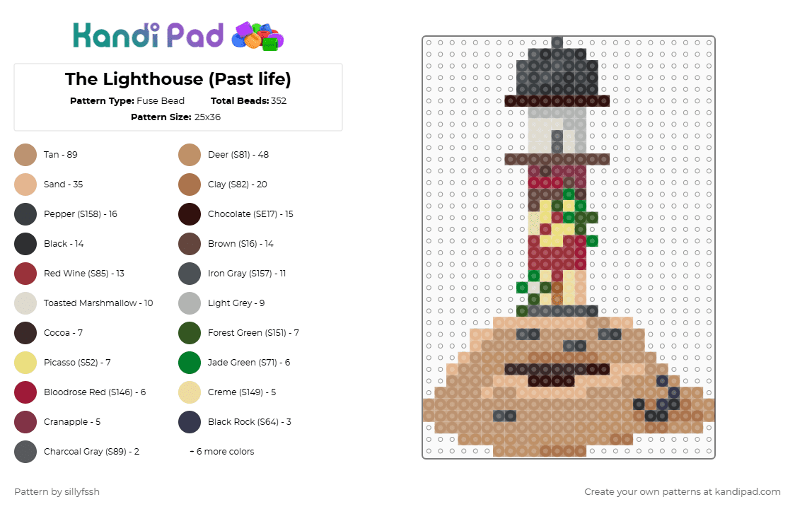 The Lighthouse (Past life) - Fuse Bead Pattern by sillyfssh on Kandi Pad - beige,tan,brown,cotdpast,life series,past life,minecraft,mcyt,the villies,lighthouse
