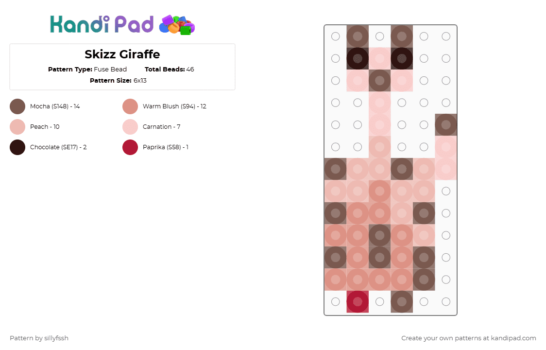 Skizz Giraffe - Fuse Bead Pattern by sillyfssh on Kandi Pad - beige,tan,giraffe,skizz,hermitcraft