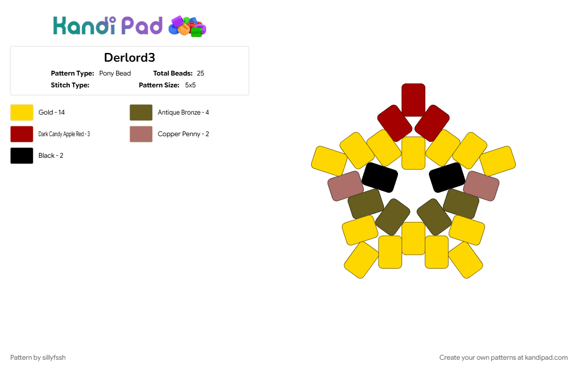 Derlord3 - Pony Bead Pattern by sillyfssh on Kandi Pad - derlord, derlord3, sfawtde, yellow