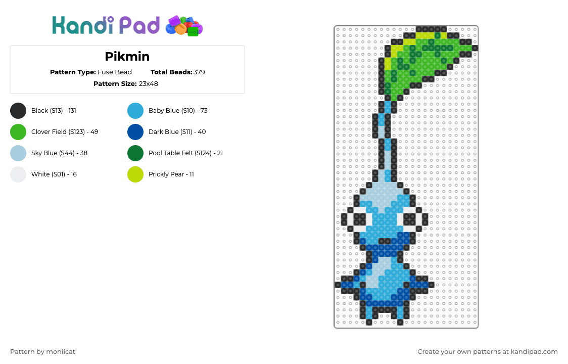 Pikmin - Fuse Bead Pattern by moniicat on Kandi Pad - green,light blue