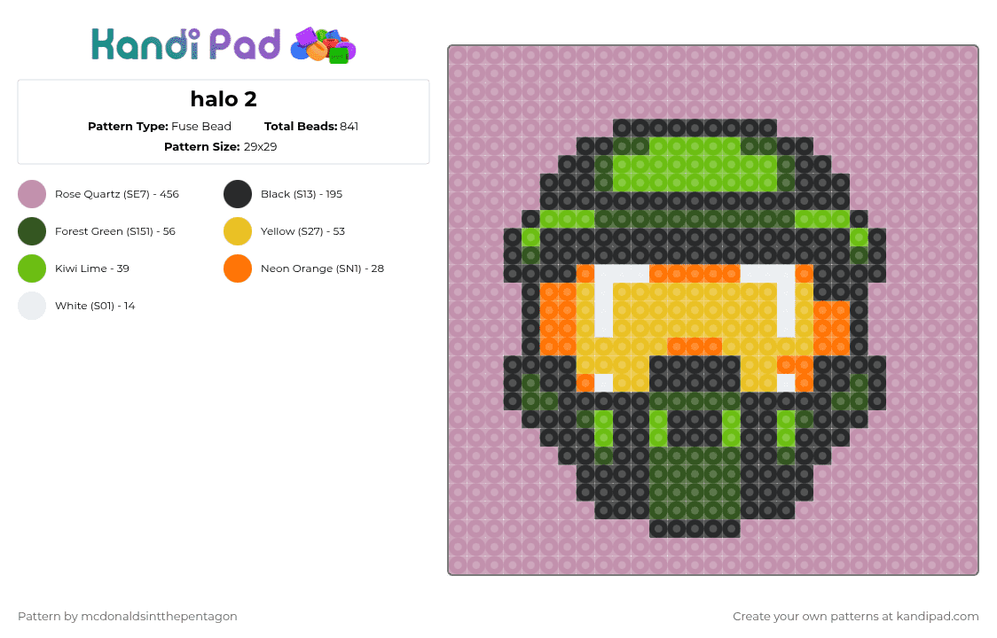 halo 2 - Fuse Bead Pattern by mcdonaldsintthepentagon on Kandi Pad - pink
