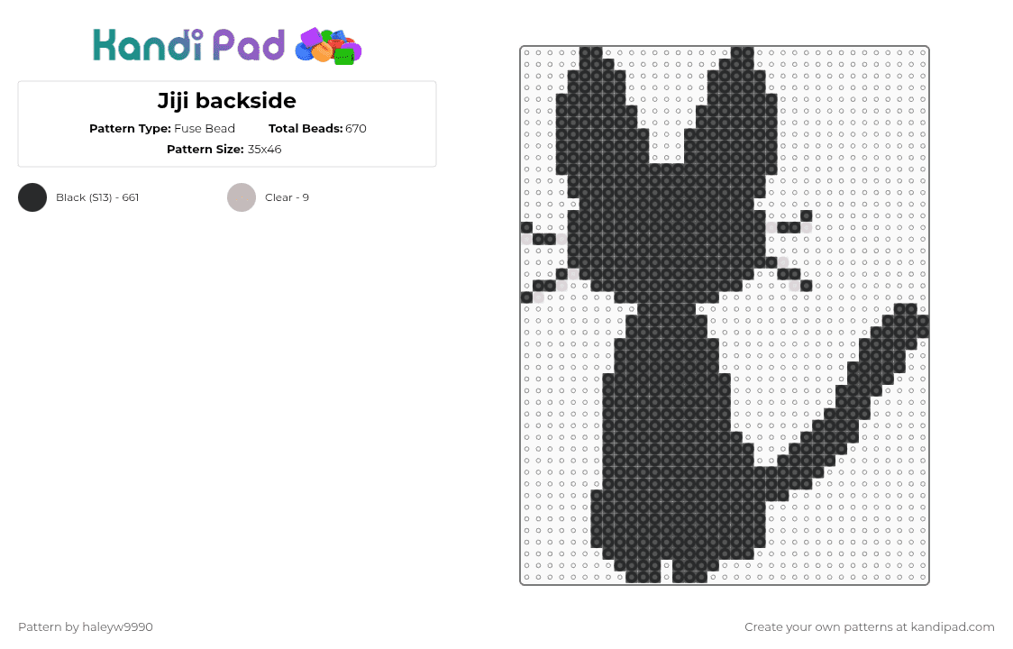 Jiji backside - Fuse Bead Pattern by haleyw9990 on Kandi Pad - black