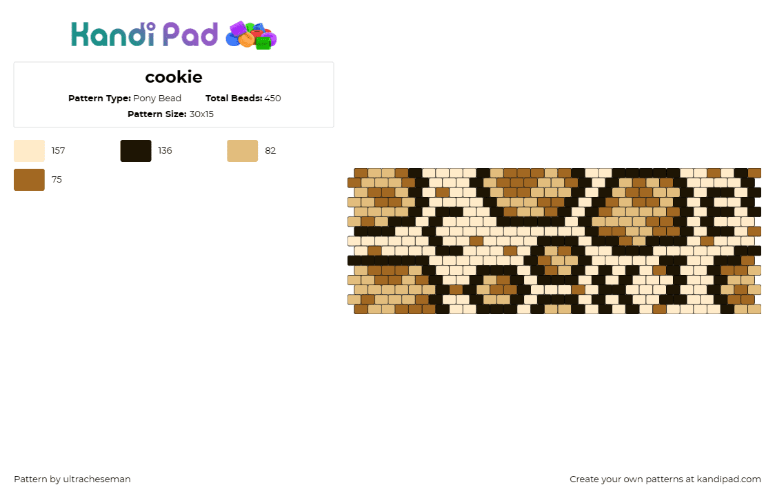 cookie - Pony Bead Pattern by ultracheseman on Kandi Pad - cookies,food,dessert,text,cuff,baking,treat,snack,brown,beige