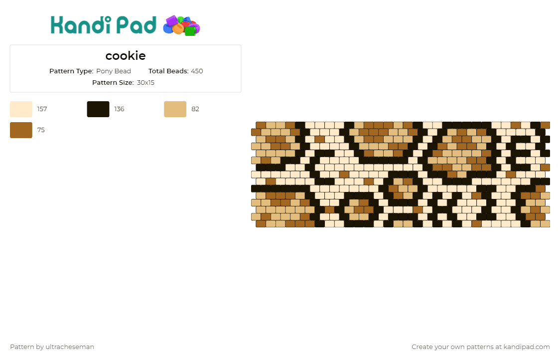cookie - Pony Bead Pattern by ultracheseman on Kandi Pad - cookies,food,dessert,text,cuff,baking,treat,snack,brown,beige
