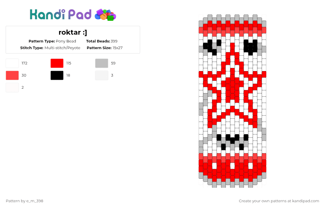 roktar :] - Pony Bead Pattern by e_m_398 on Kandi Pad - beige,red