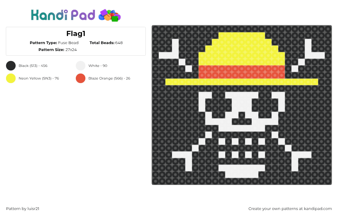 Flag1 - Fuse Bead Pattern by luisr21 on Kandi Pad - black,yellow