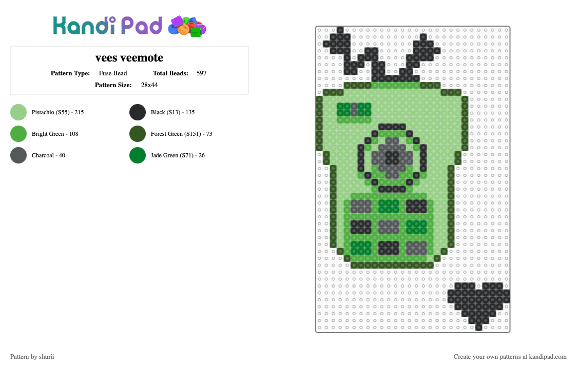 vees veemote - Fuse Bead Pattern by shurii on Kandi Pad - teal,green