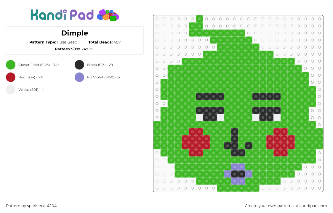 Dimple - Fuse Bead Pattern by sparklecat4204 on Kandi Pad - green,mp100,mob psycho,dimple,anime,manga