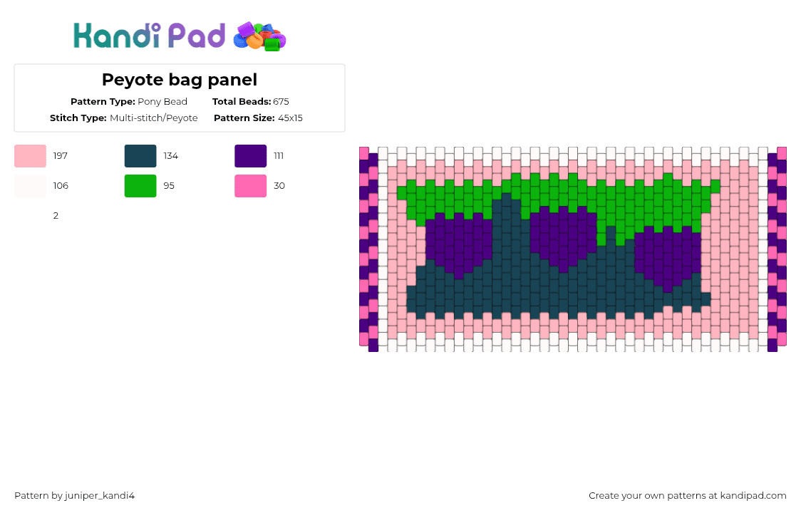 Peyote bag panel - Pony Bead Pattern by juniper_kandi4 on Kandi Pad - pink,blue